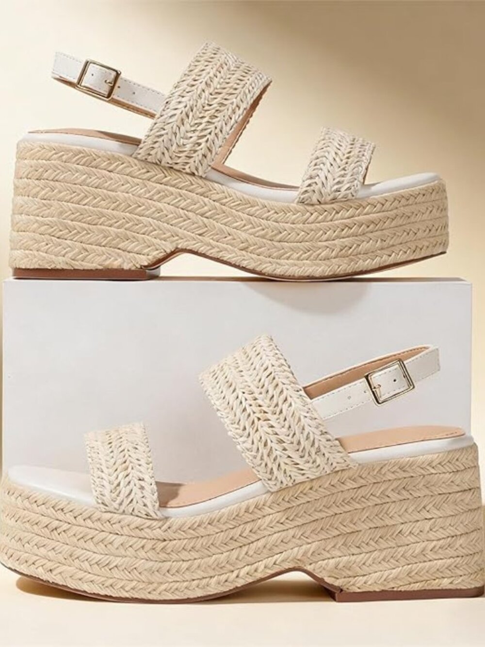 NEW: Platform Sandals Open Toe Ankle Strap Summer Wedge Espadrille Sandals